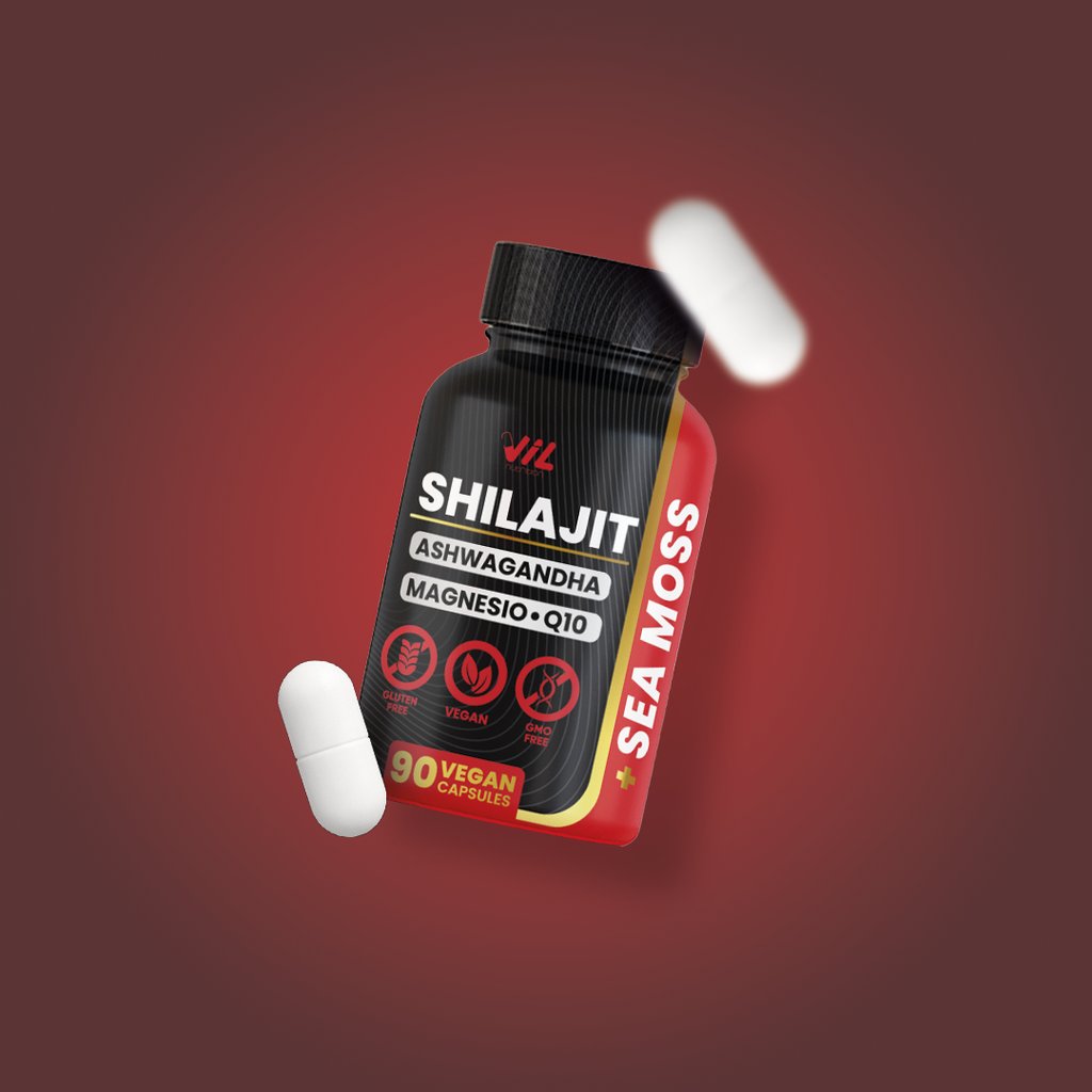 Shilajit Puro Vitalidad 5 en 1 – Con Ashwagandha, Magnesio y Sea Moss (90 Cápsulas)
