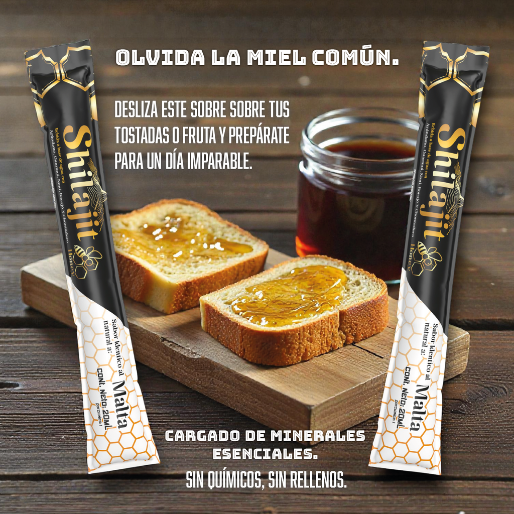 Shilajit en Miel x 15 Sachets – Potenciador Natural con Borojó, Chontaduro y Guaraná