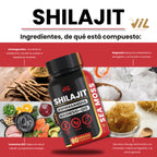 Shilajit Puro Vitalidad 5 en 1 – Con Ashwagandha, Magnesio y Sea Moss (90 Cápsulas)