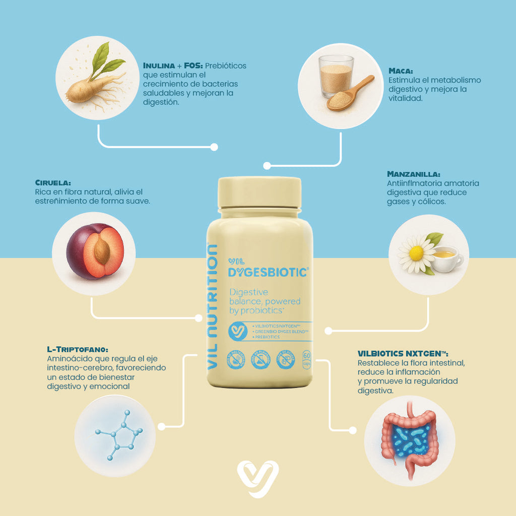 VIL DygesBiotic – Tratamiento Probiótico Avanzado para Salud Digestiva y Colon (60 Cápsulas Veganas)
