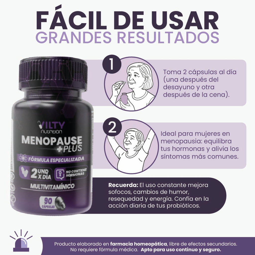 Vil Menopause Plus – Tratamiento Natural para la Menopausia y Equilibrio Hormonal (60 Cápsulas)