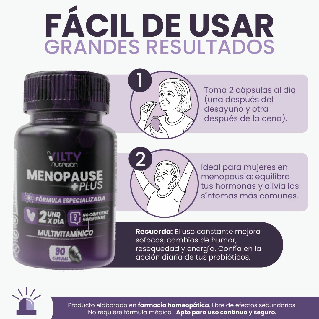 Vil Menopause Plus – Tratamiento Natural para la Menopausia y Equilibrio Hormonal (60 Cápsulas)
