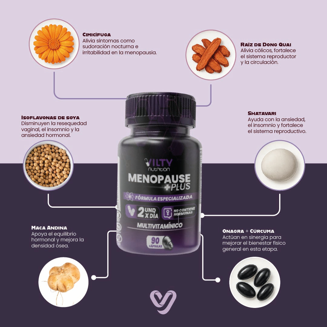 Vil Menopause Plus – Tratamiento Natural para la Menopausia y Equilibrio Hormonal (60 Cápsulas)